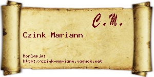 Czink Mariann névjegykártya